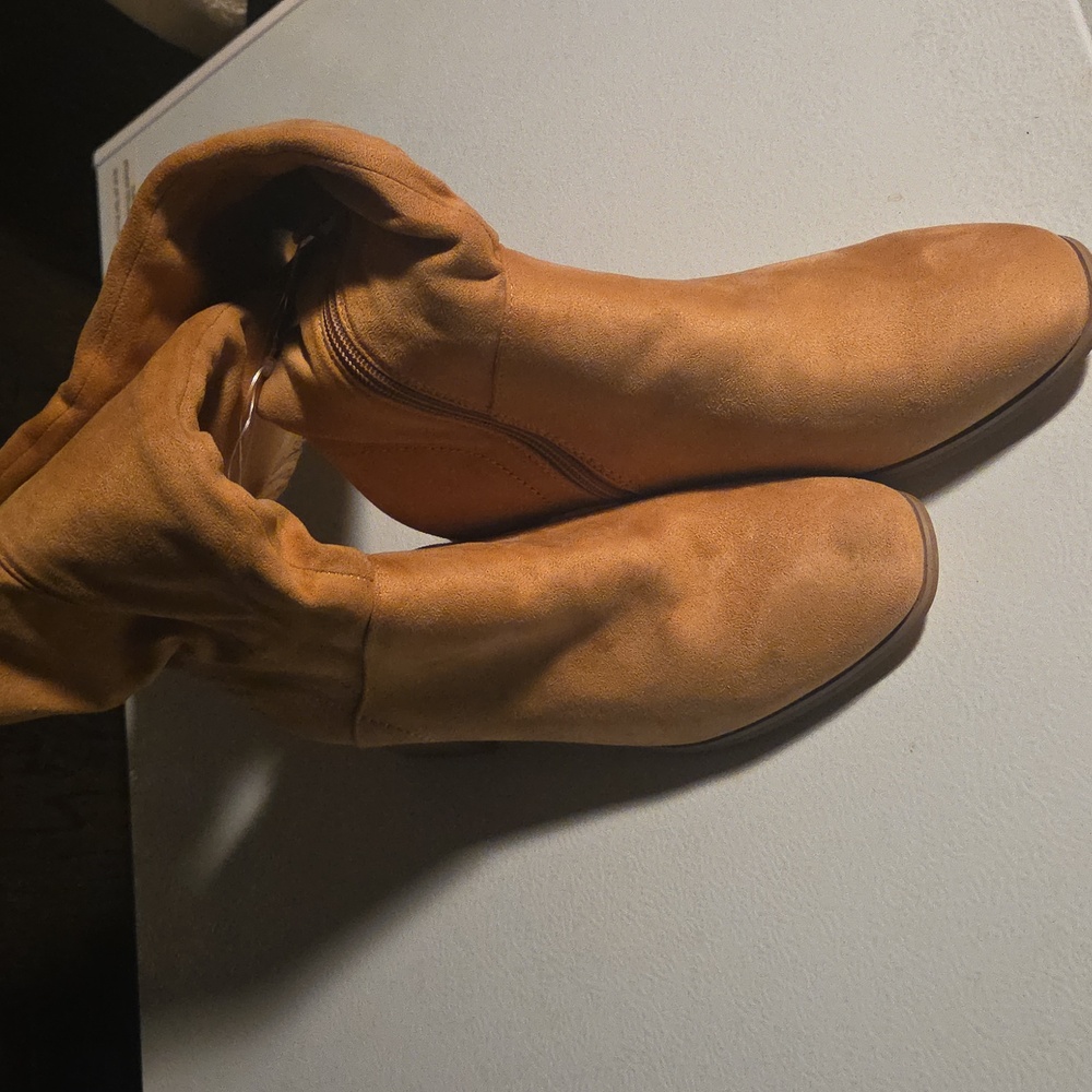 Tan Suede Women's Boots - Picture 3 of 3